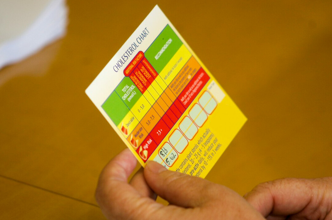 Close-up of hands sorting printed survey result charts on a table