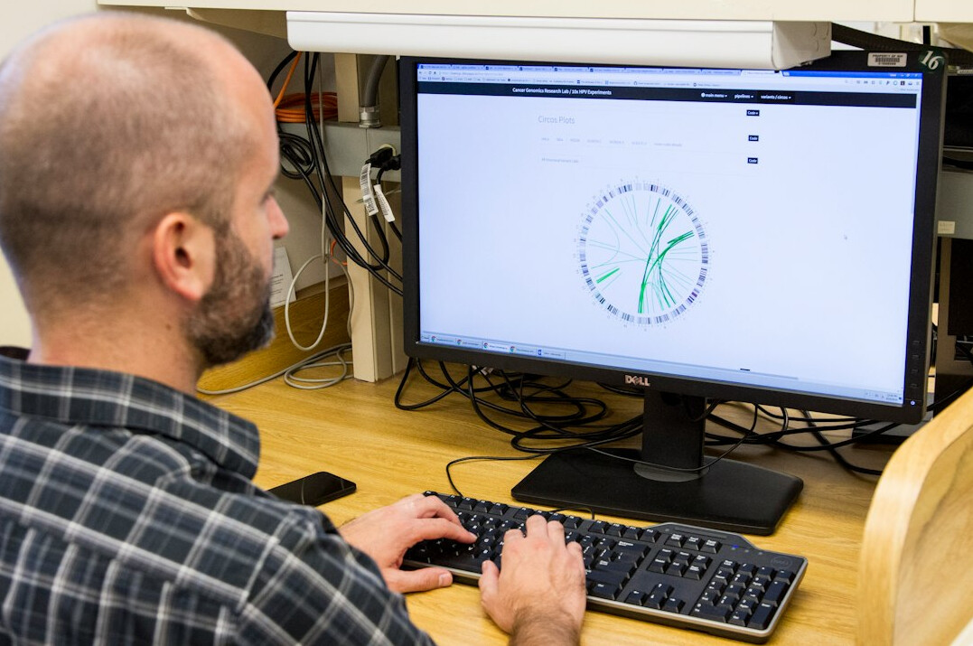 researcher analyzing data